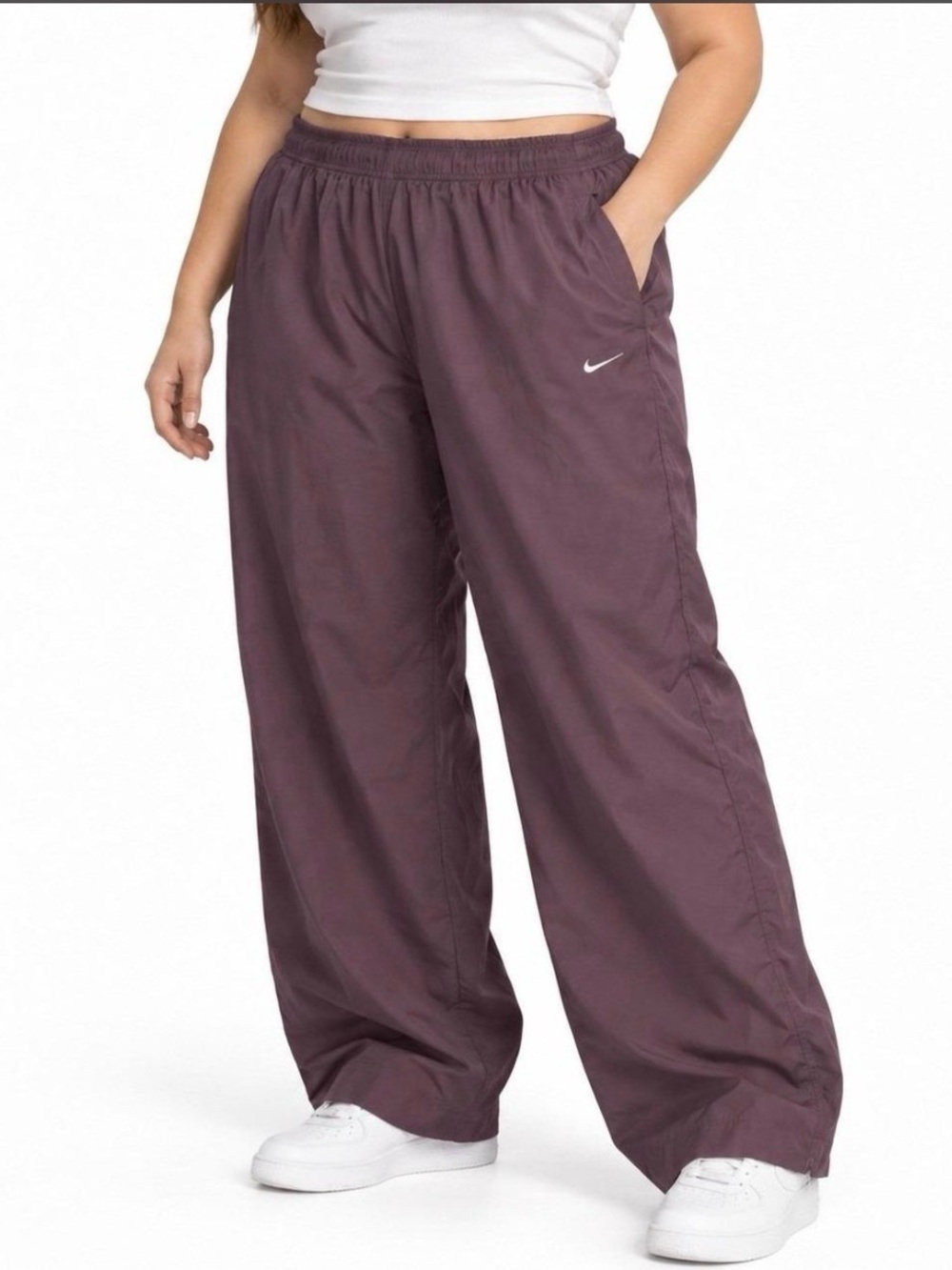 Nike Windbreaker Wide Leg Track Pants Burgundy Mauve XL gorpcore athletic